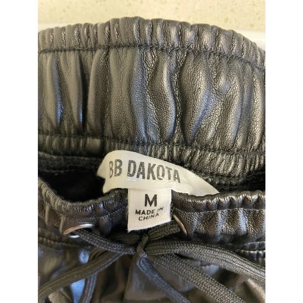 BB Dakota Faux Leather Vegan Black Joggers - Medium - Picture 4 of 5